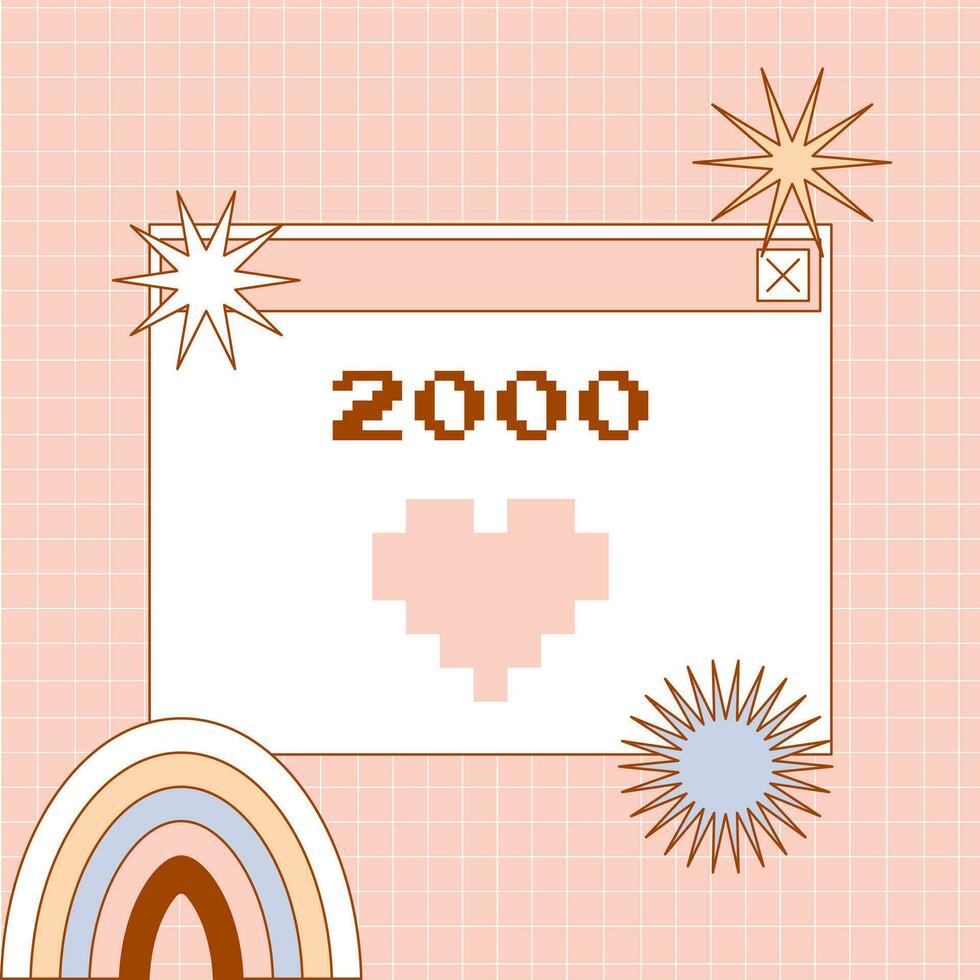 utente interfaccia y2k etichetta. retrò carta del browser finestra, arcobaleno. nostalgia pc elementi e operativo sistema. delicato pastelli vettore illustrazione.