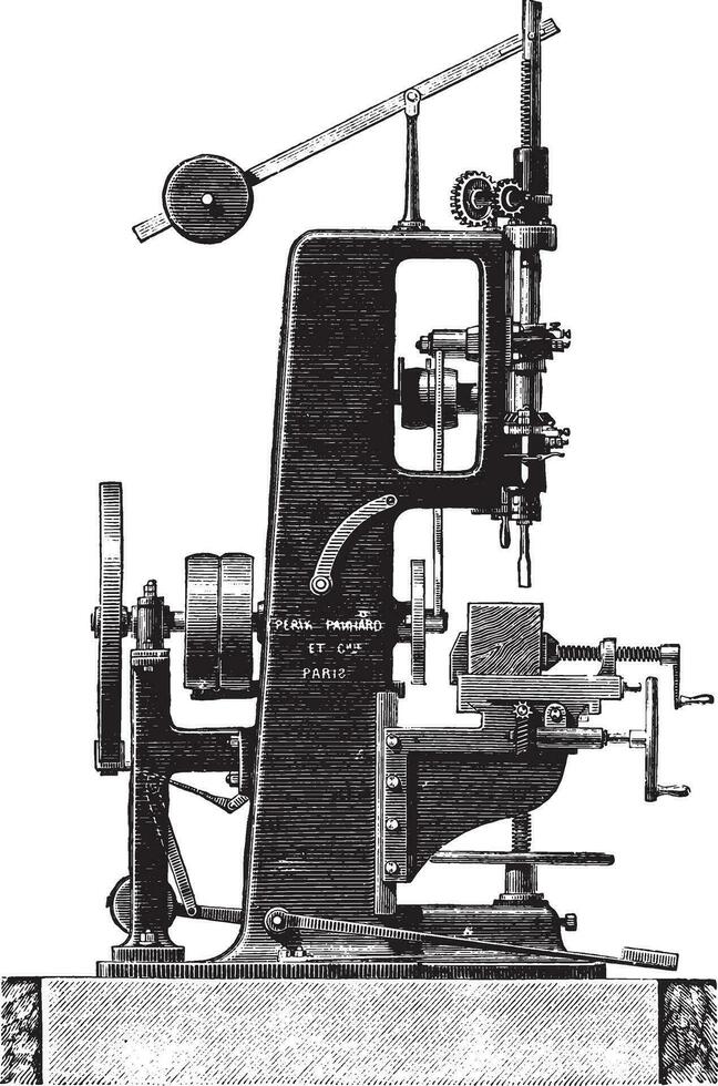 scanalare macchina, profilo Visualizza, Vintage ▾ incisione. vettore