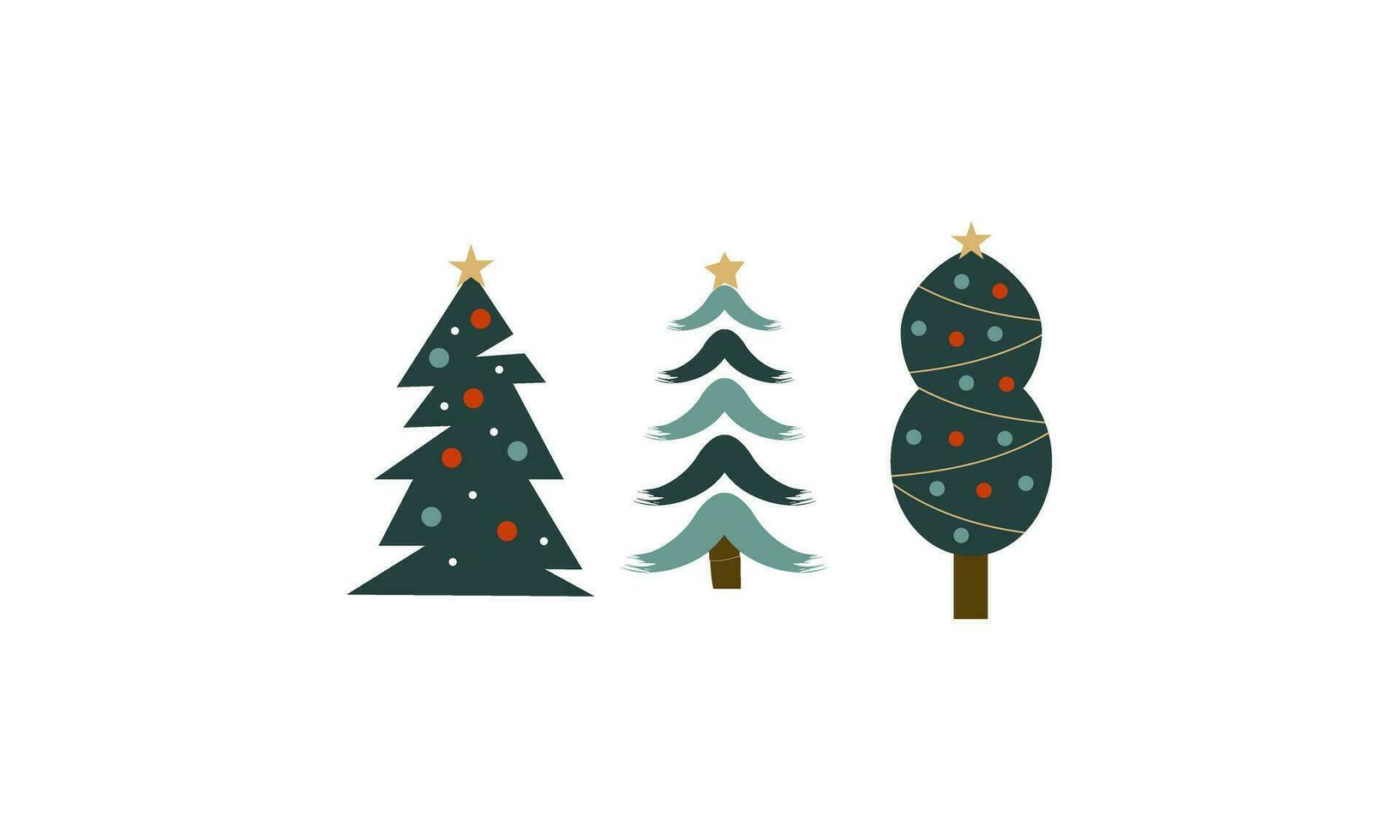 collezione di Natale alberi con decorazioni. colorato vettore illustrazione nel piatto cartone animato stile