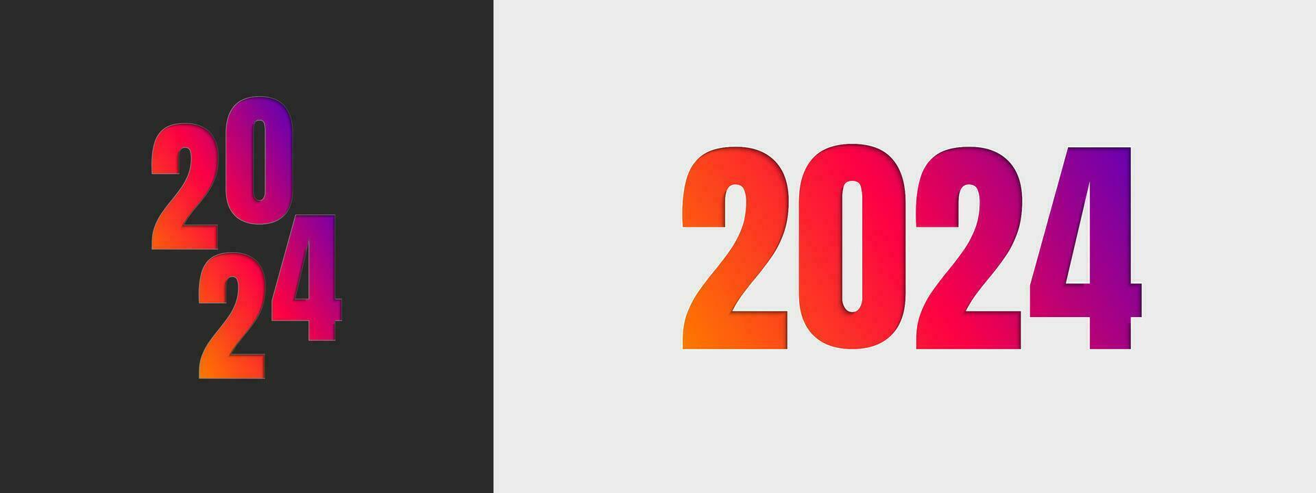 contento nuovo anno 2024 design. di moda numero illustrazione design. vettore modello per striscione, manifesto, saluto e nuovo anno 2024 celebrazione