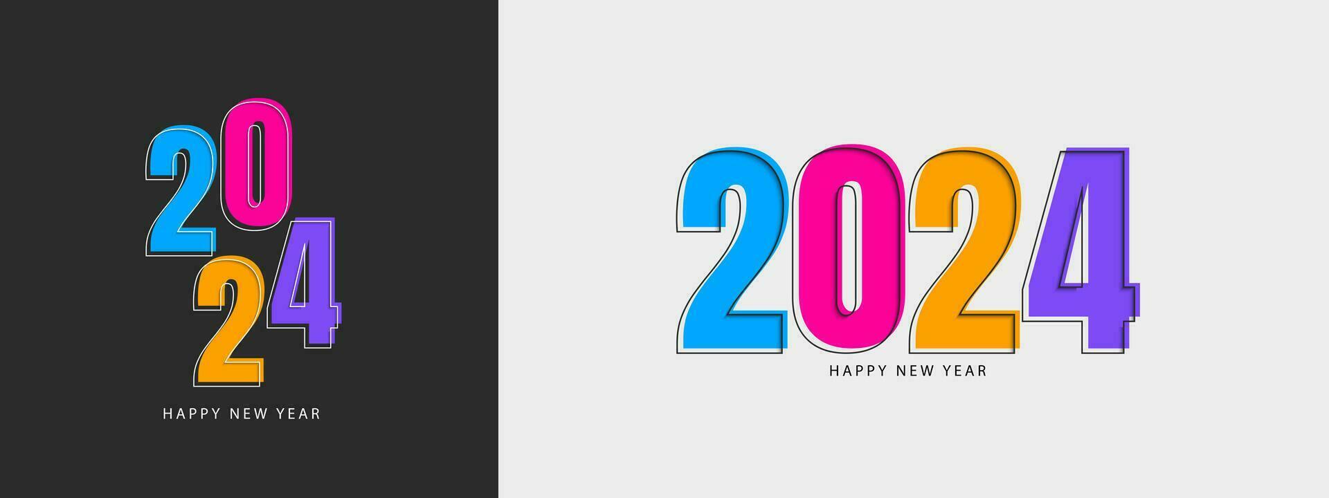 contento nuovo anno 2024 design. di moda numero illustrazione design. vettore modello per striscione, manifesto, saluto e nuovo anno 2024 celebrazione
