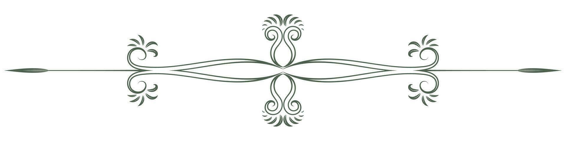 verde Vintage ▾ Linee barocco scorrere fiore divisore Vintage ▾ stile per decorazione carte. vettore