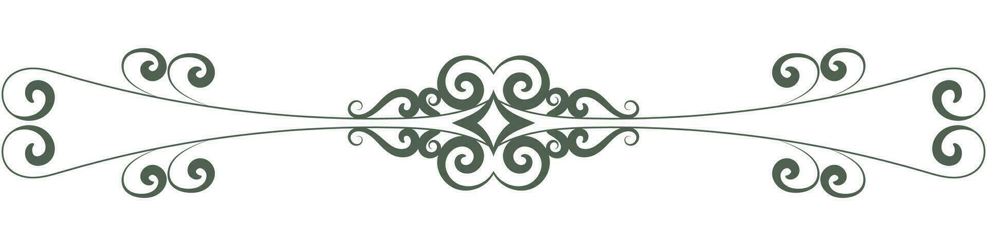 verde Vintage ▾ Linee barocco scorrere fiore divisore Vintage ▾ stile per decorazione carte. vettore