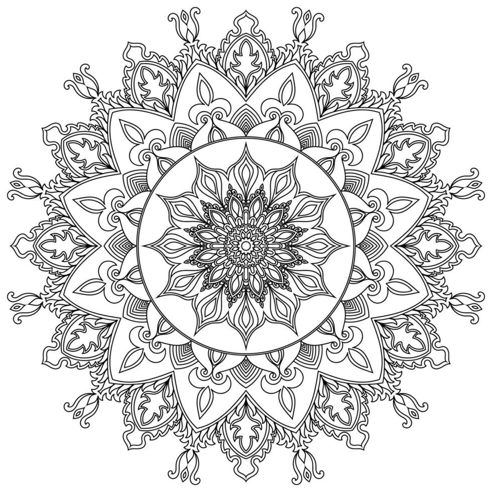 mandala di fiori. elementi decorativi d'epoca. motivo orientale, illustrazione vettoriale. motivi islam, arabi, indiani, marocchini, spagnoli, turchi, pakistani, cinesi, mistici, ottomani. pagina del libro da colorare vettore