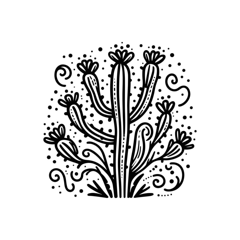 vettore mano disegnato cactus scarabocchio messicano nopal vettore illustrazione isolato su bianca sfondo