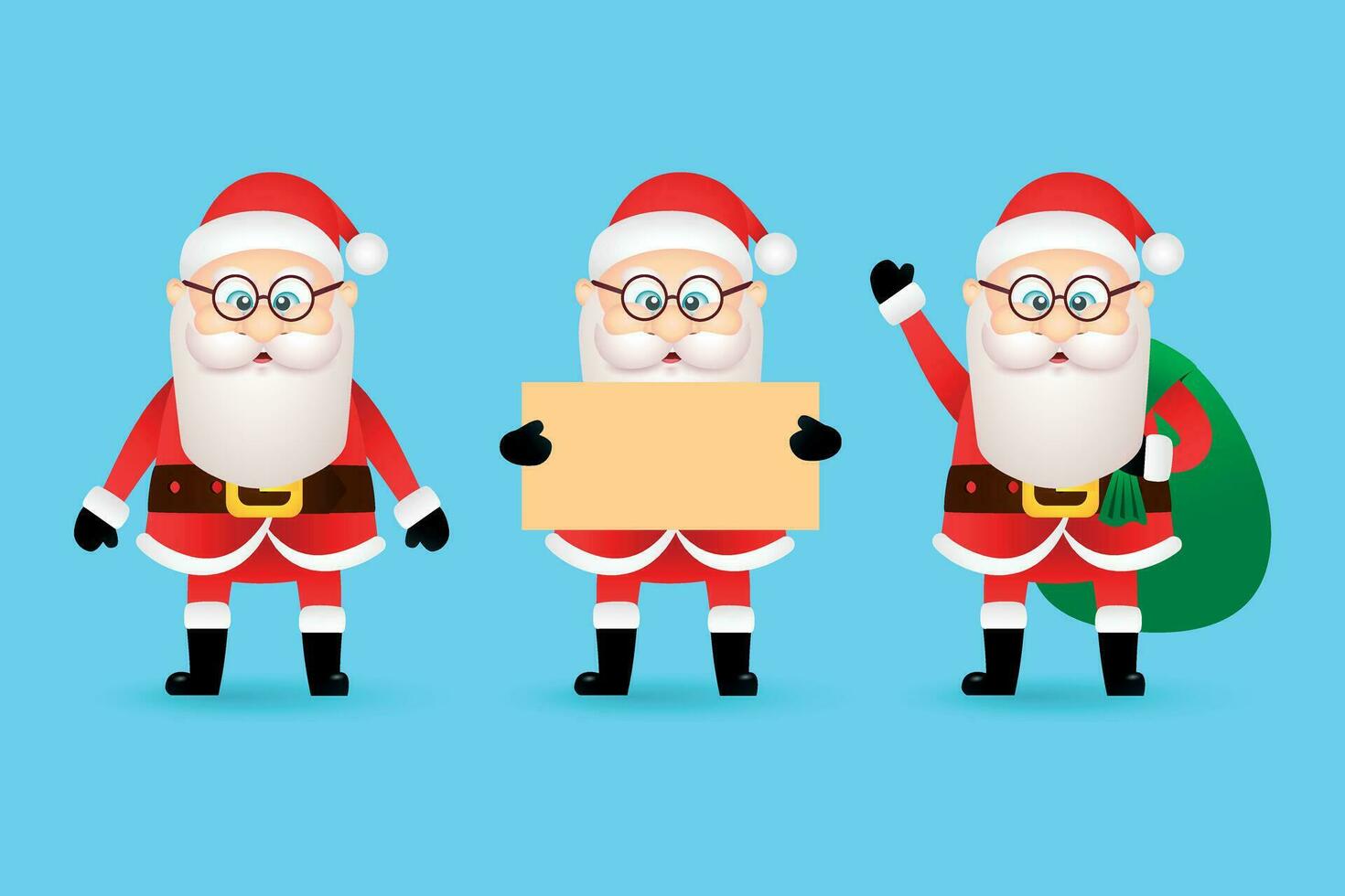 collezione di Natale di divertente Santa Claus impostato vettore