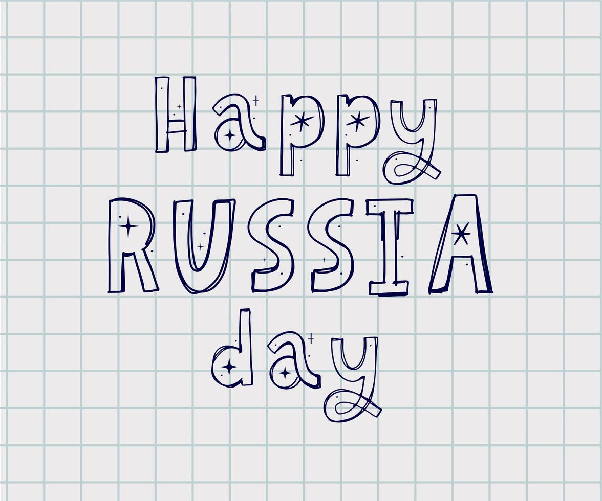giorno della russia, 12 giugno. illustrazione vettoriale. ottima carta regalo per le vacanze. scritte e calligrafia in russo. vettore