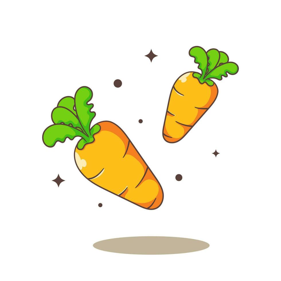 carota verdura cartone animato vettore illustrazione. cibo natura concetto design. isolato bianca sfondo.