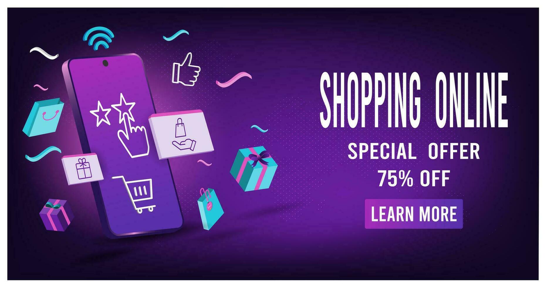 shopping in linea concetto per sito web, mobile applicazione, ragnatela striscione, Informazioni grafica o sconto buoni. vettore illustrazione eps10