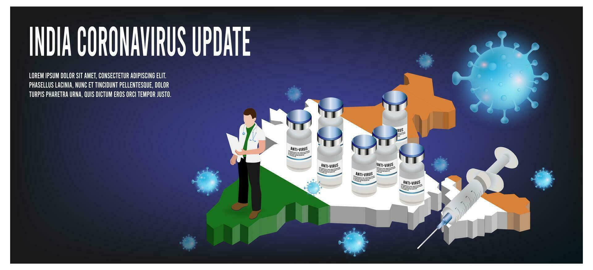 India carta geografica con covid-19 virus situazione, Salute cura i problemi e combattimento romanzo coronavirus concetto. vettore illustrazione eps10