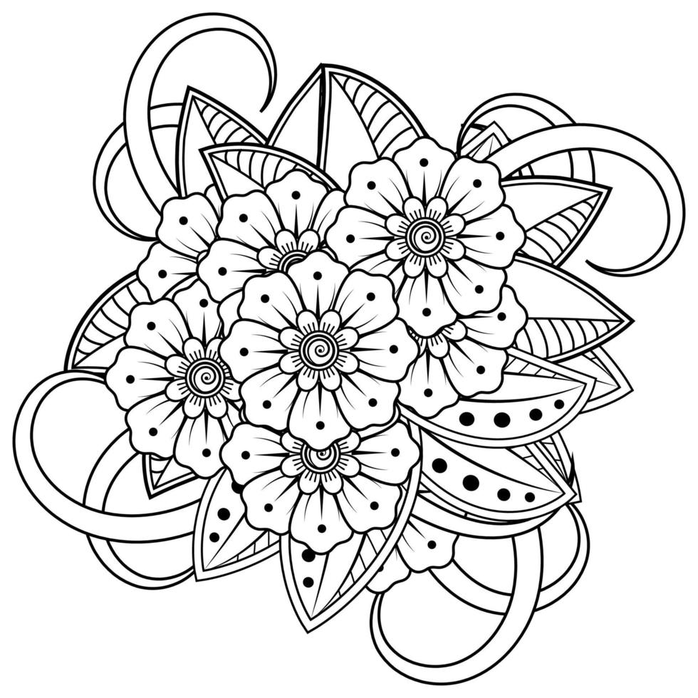 fiore mehndi per henné, mehndi, tatuaggio, decorazione. ornamento decorativo in stile etnico orientale. ornamento di scarabocchio. pagina del libro da colorare. vettore