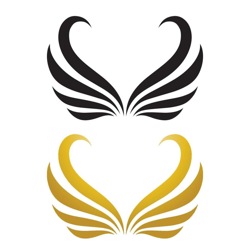 Ali oro e nero uccello logo vettore illustrazione modello