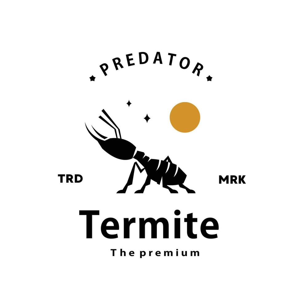 Vintage ▾ retrò fricchettone termite logo vettore schema silhouette arte icona