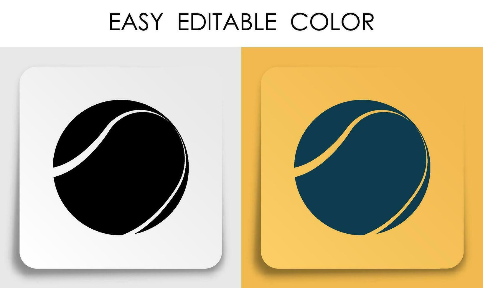 gli sport tennis palla icona su carta piazza etichetta con ombra. sport attrezzatura. mobile App pulsante. vettore