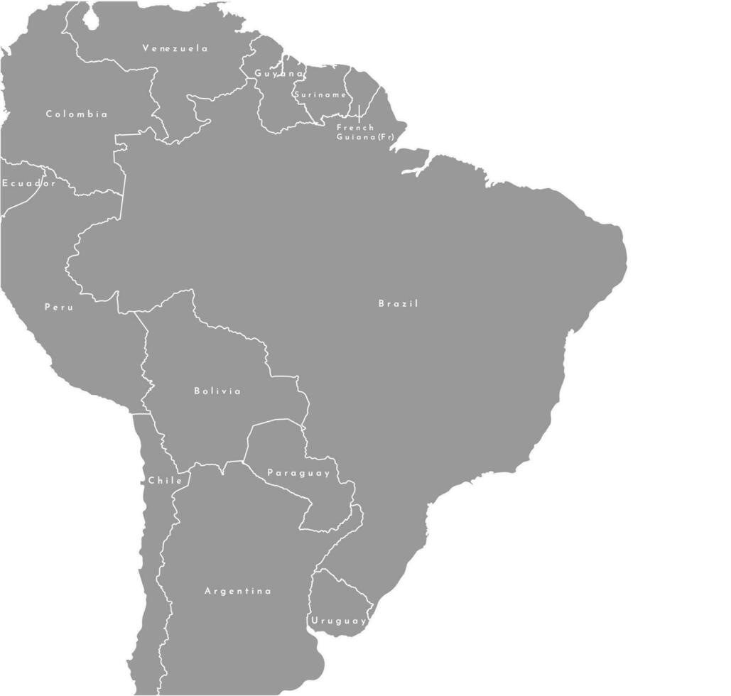 vettore moderno isolato illustrazione. semplificato politico carta geografica di brasile e più vicino stati, Perù, Colombia, Venezuela, Bolivia e altri. bianca sfondo di oceani