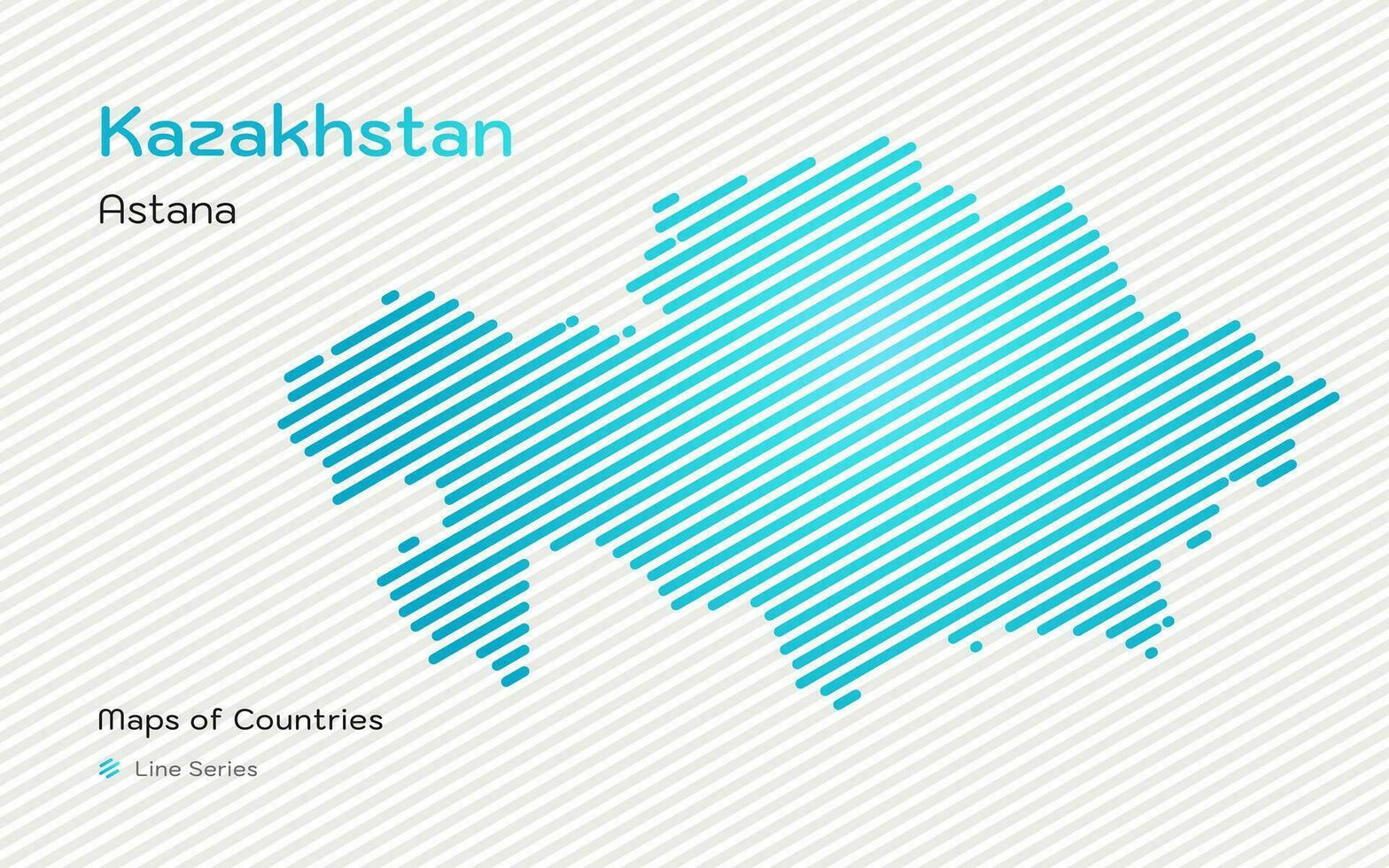 creativo blu carta geografica di kazakistan, Kazakistan, nel oro inclinato Linee modello con capitale di astana vettore