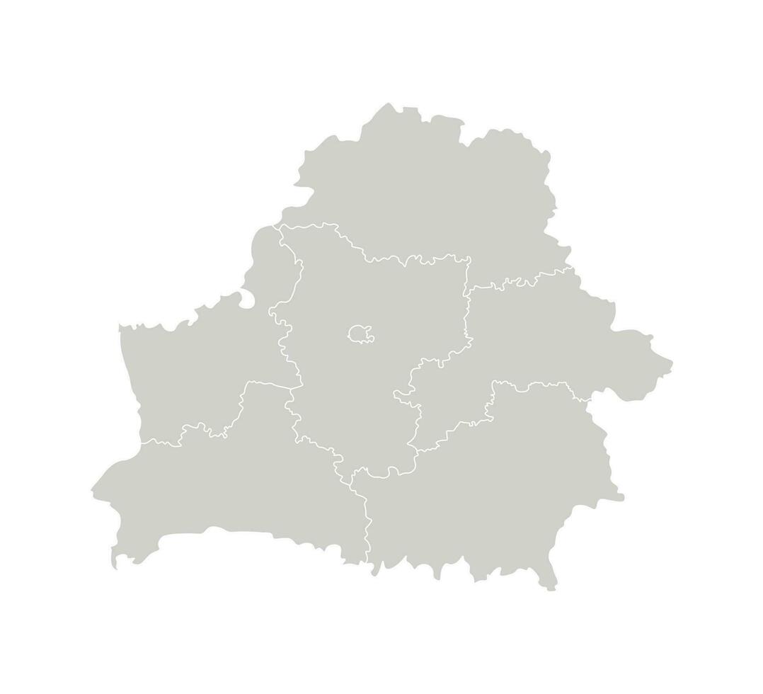 vettore isolato illustrazione di semplificato amministrativo carta geografica di bielorussia. frontiere di il regioni. grigio sagome. bianca schema.