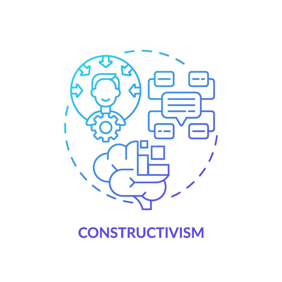 2d pendenza Costruttivismo icona, semplice vettore, magro linea illustrazione che rappresentano apprendimento teorie. vettore