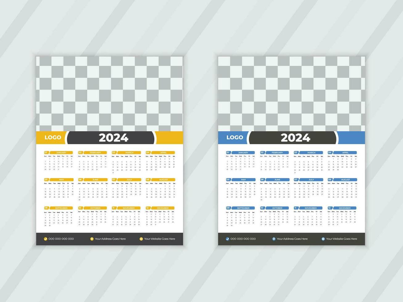 2024 calendario modello, modificabile vettore gratuito vettore calendario 2024 moderno design progettista modello.