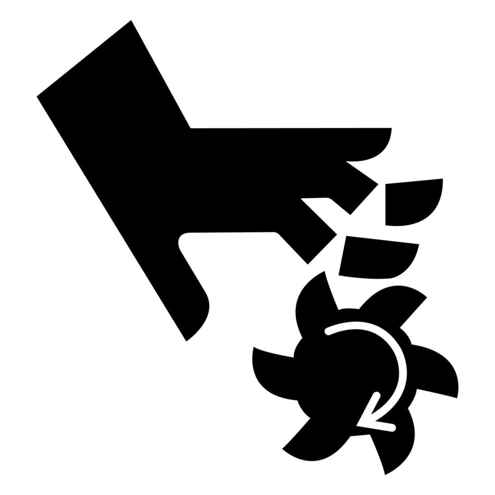 attenzione taglio delle dita rotanti lama simbolo segno su sfondo bianco vettore