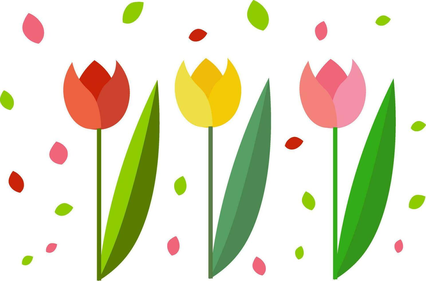 clipart di tre bellissimo tulipanicolorati fiori vettore o colore illustrazione