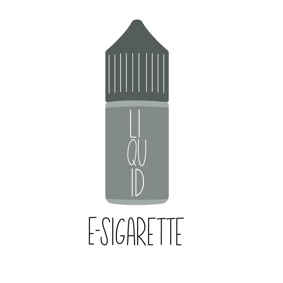 bottiglia con nicotina liquido per vaping dispositivo e sigarette elettroniche. cartone animato vettore illustrazione isolato su bianca sfondo