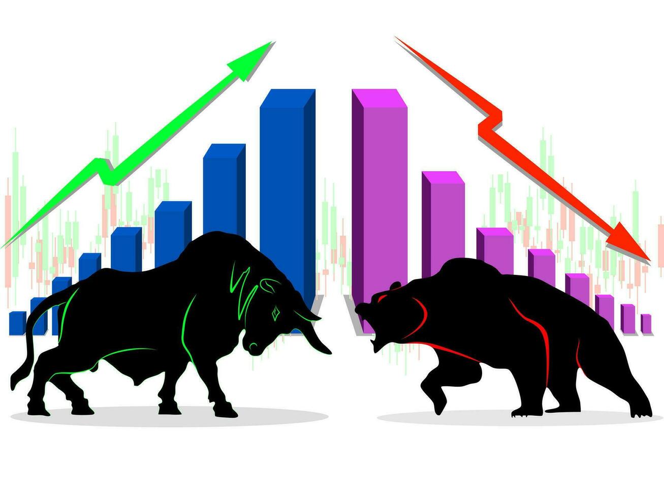 Toro vs orso vettore