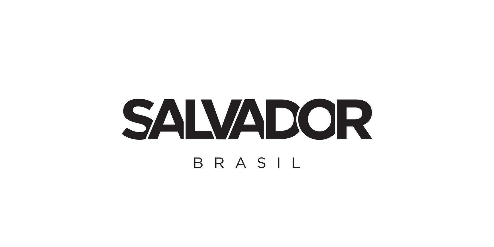 salvador nel il brasil emblema. il design Caratteristiche un' geometrico stile, vettore illustrazione con grassetto tipografia nel un' moderno font. il grafico slogan scritta.