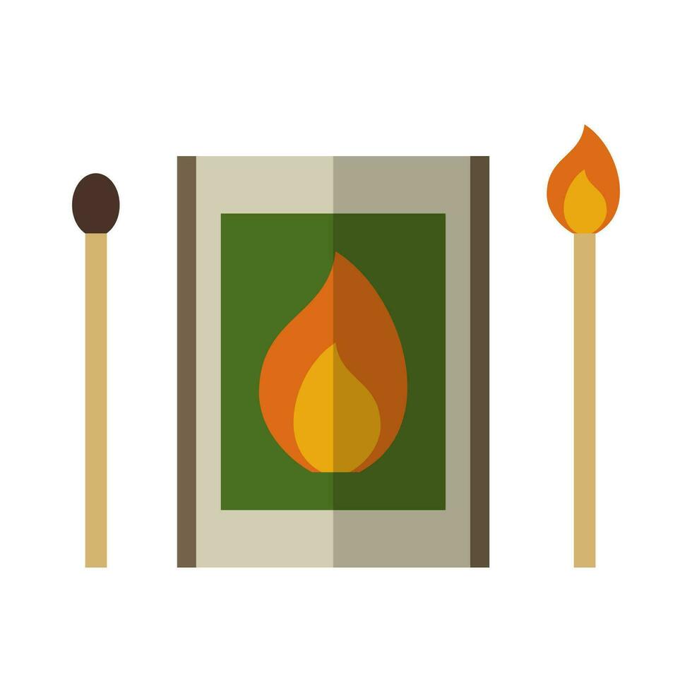 scatola di fiammiferi icona, impostato un' ardente incontro, un' bruciato incontro isolato su bianca sfondo. vettore illustrazione