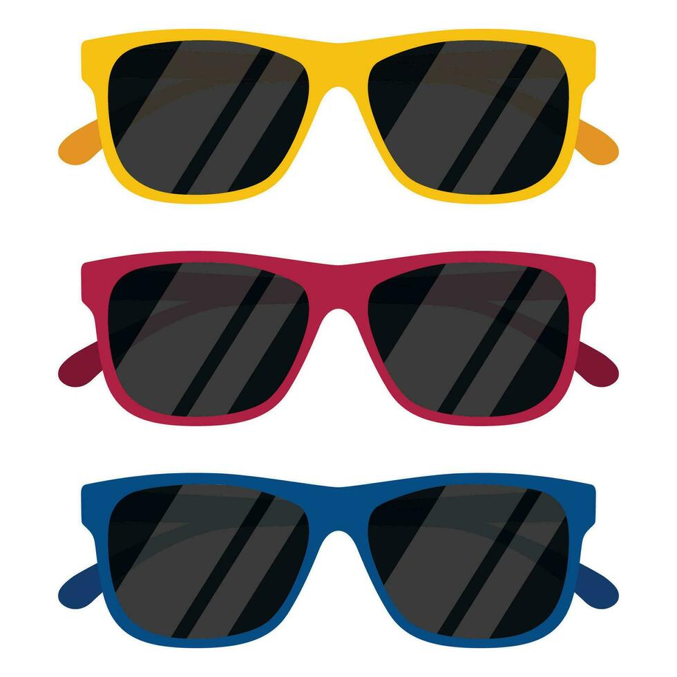 colorato occhiali da sole impostato icone isolato su bianca sfondo. vettore illustrazione