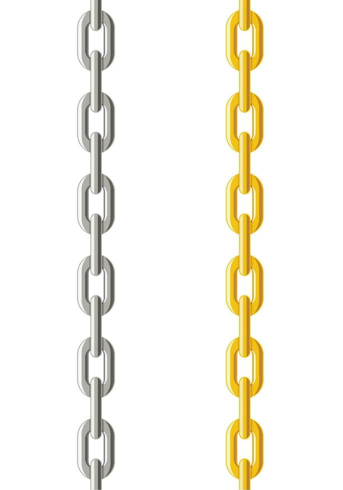 metallo d'oro e argento catena senza soluzione di continuità modello isolato su bianca sfondo. vettore illustrazione