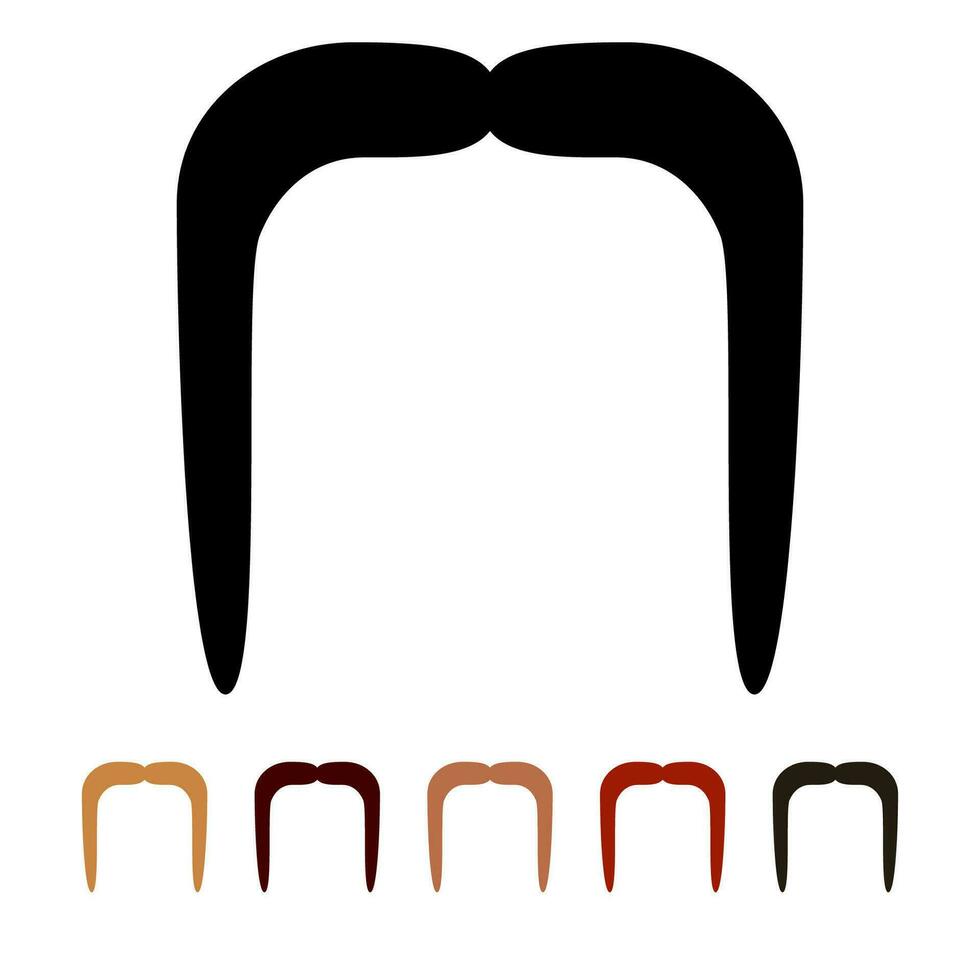 baffi icona silhouette isolato su bianca sfondo. uomini diverso colori baffi capelli. vettore illustrazione