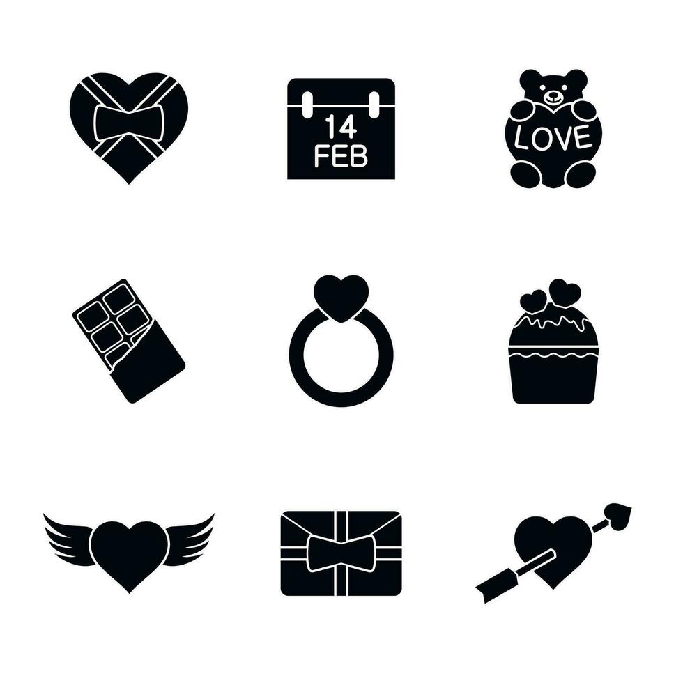 contento San Valentino giorno icone e amore icone impostato isolato su bianca sfondo. vettore illustrazione