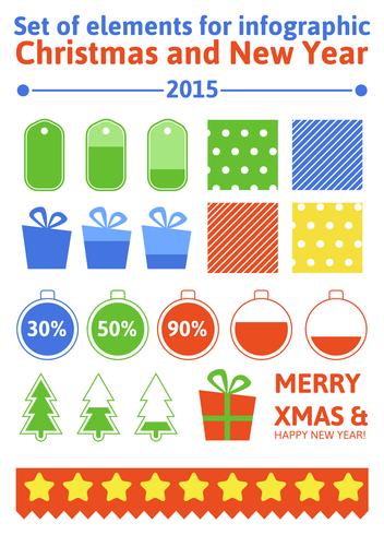 Impostare elementi infografica di Natale in stile piatto vettore