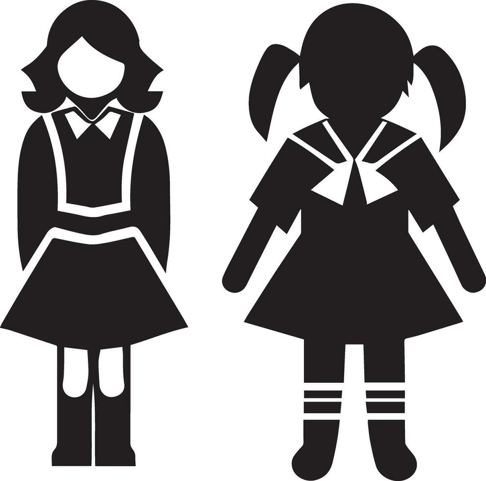 ragazza uniforme icona vettore silhouette 3