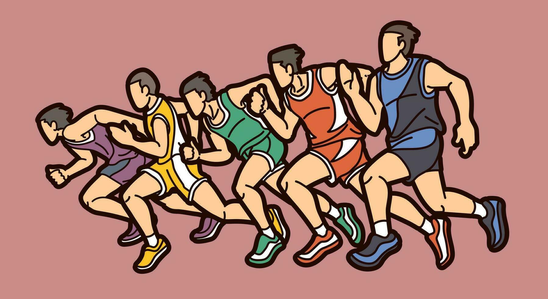 gruppo di persone che corrono maratoneta vettore