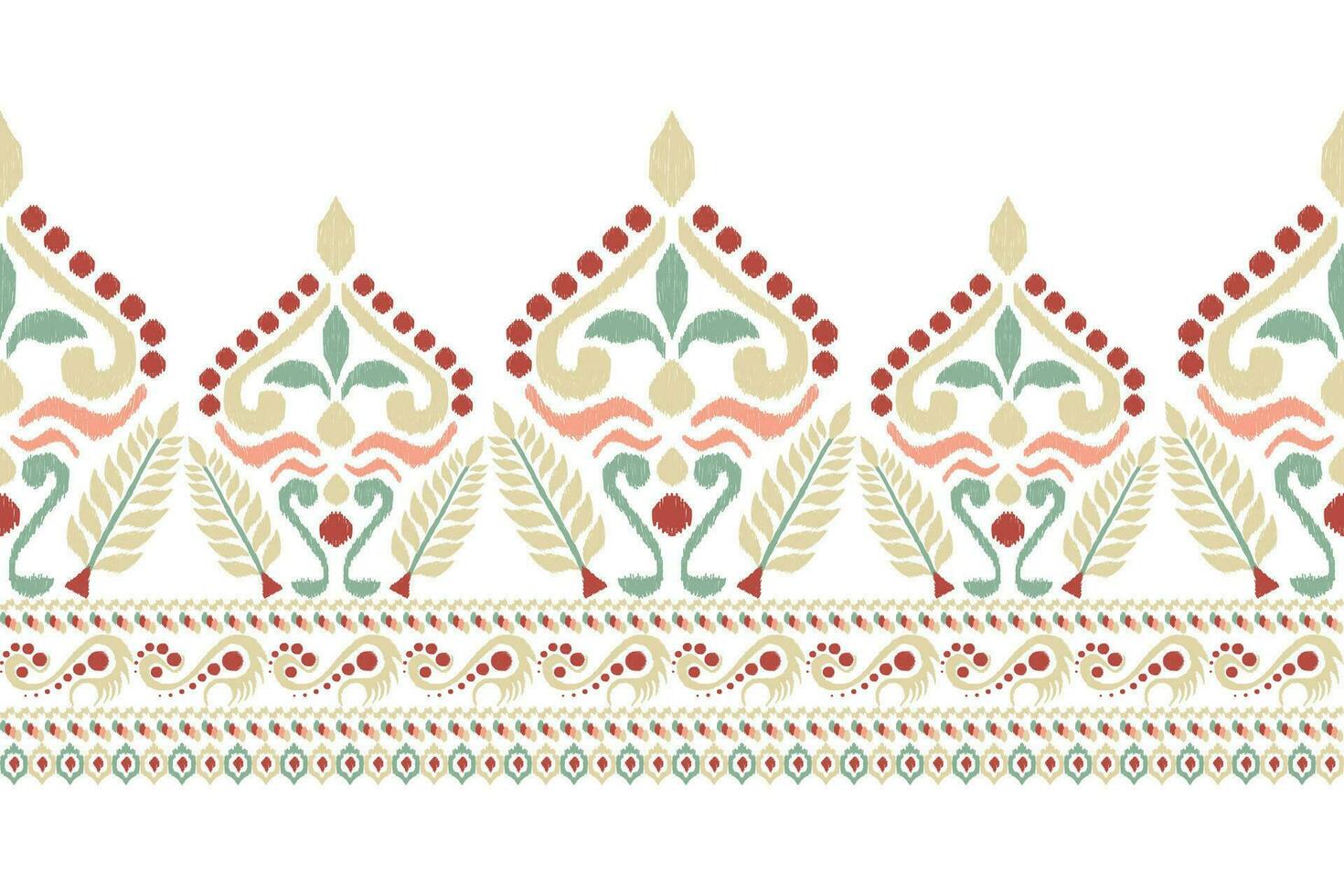 ikat floreale paisley ricamo su bianca sfondo.ikat etnico orientale modello tradizionale.azteco stile astratto vettore illustrazione.disegno per trama, tessuto, abbigliamento, avvolgimento, decorazione, pareo, sciarpa