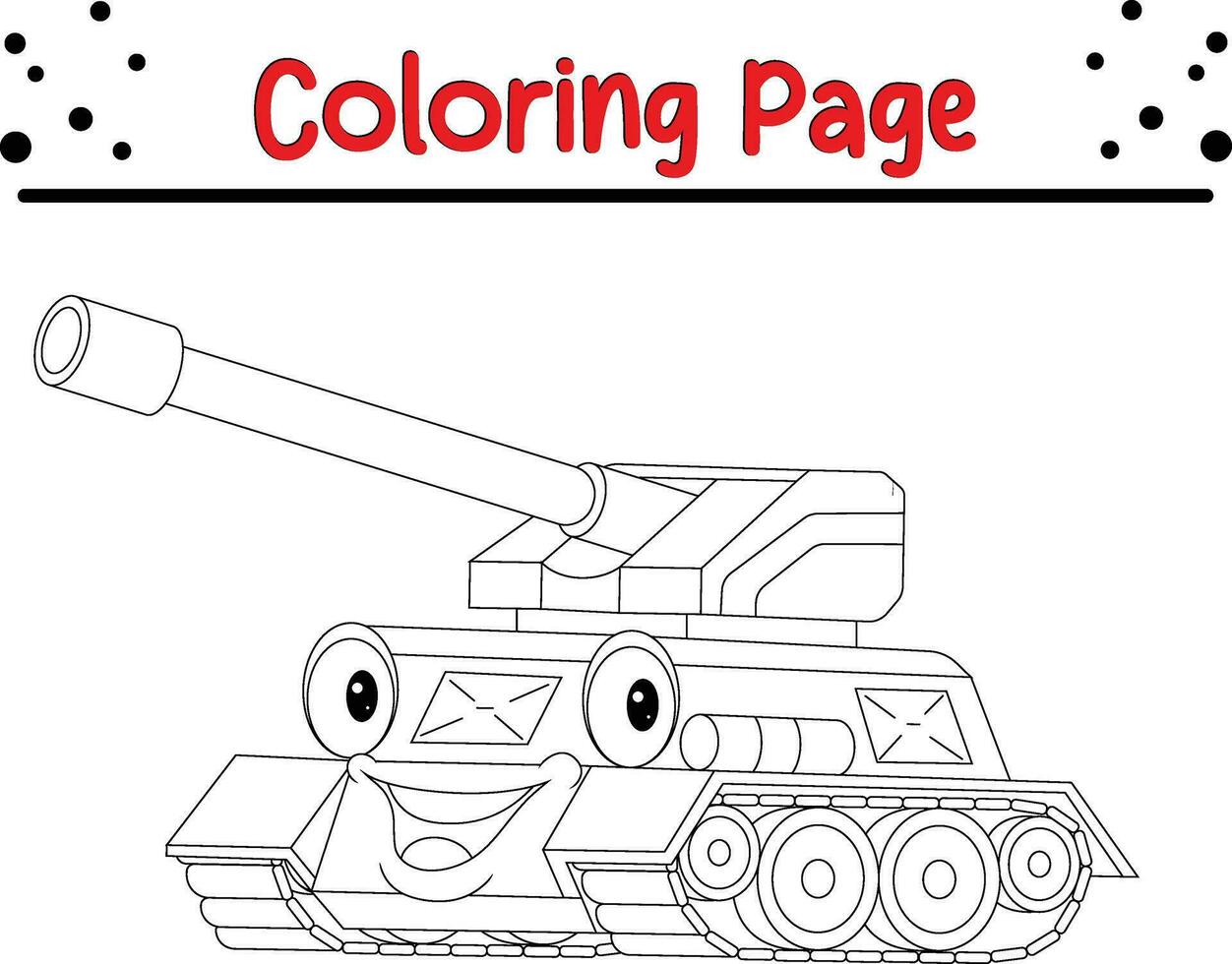 divertente militare serbatoio colorazione pagina per bambini vettore