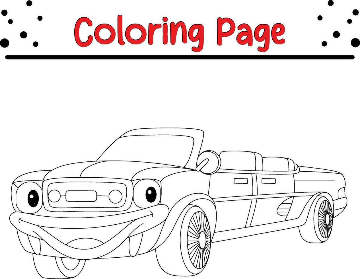 auto convertibile colorazione pagina per bambini vettore