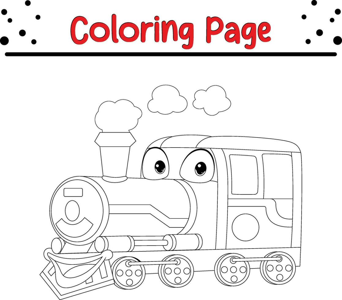 divertente treno isolato colorazione pagina per bambini vettore