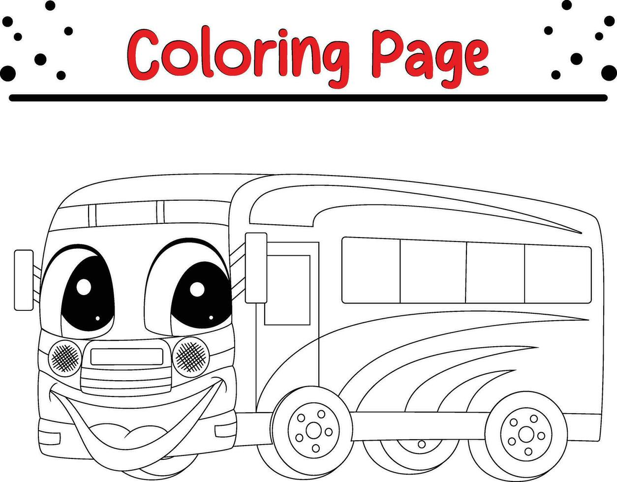 carino autobus colorazione pagina per bambini vettore