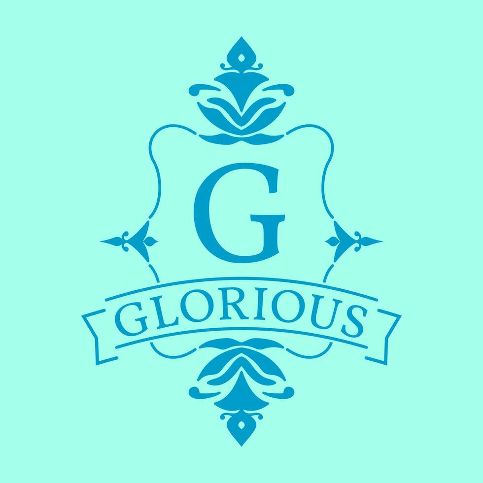 lettera g glorioso iniziale telaio logo vettore