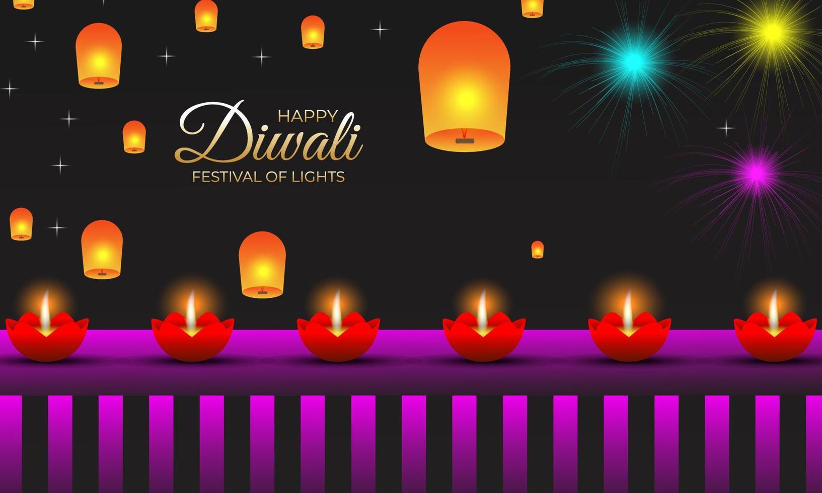 bello disegno felice del fondo di celebrazione del festival di diwali. vettore