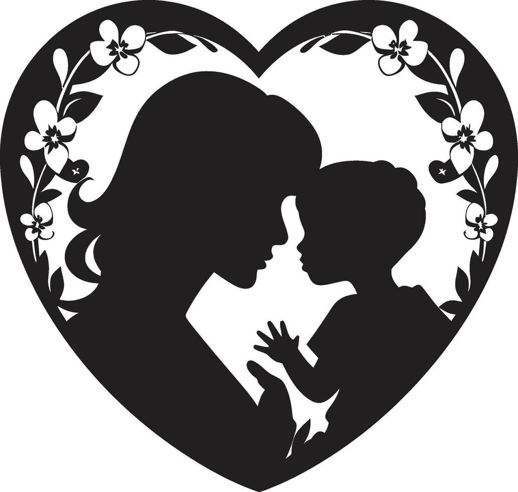 nature abbraccio materno logo floreale unità commovente emblema vettore