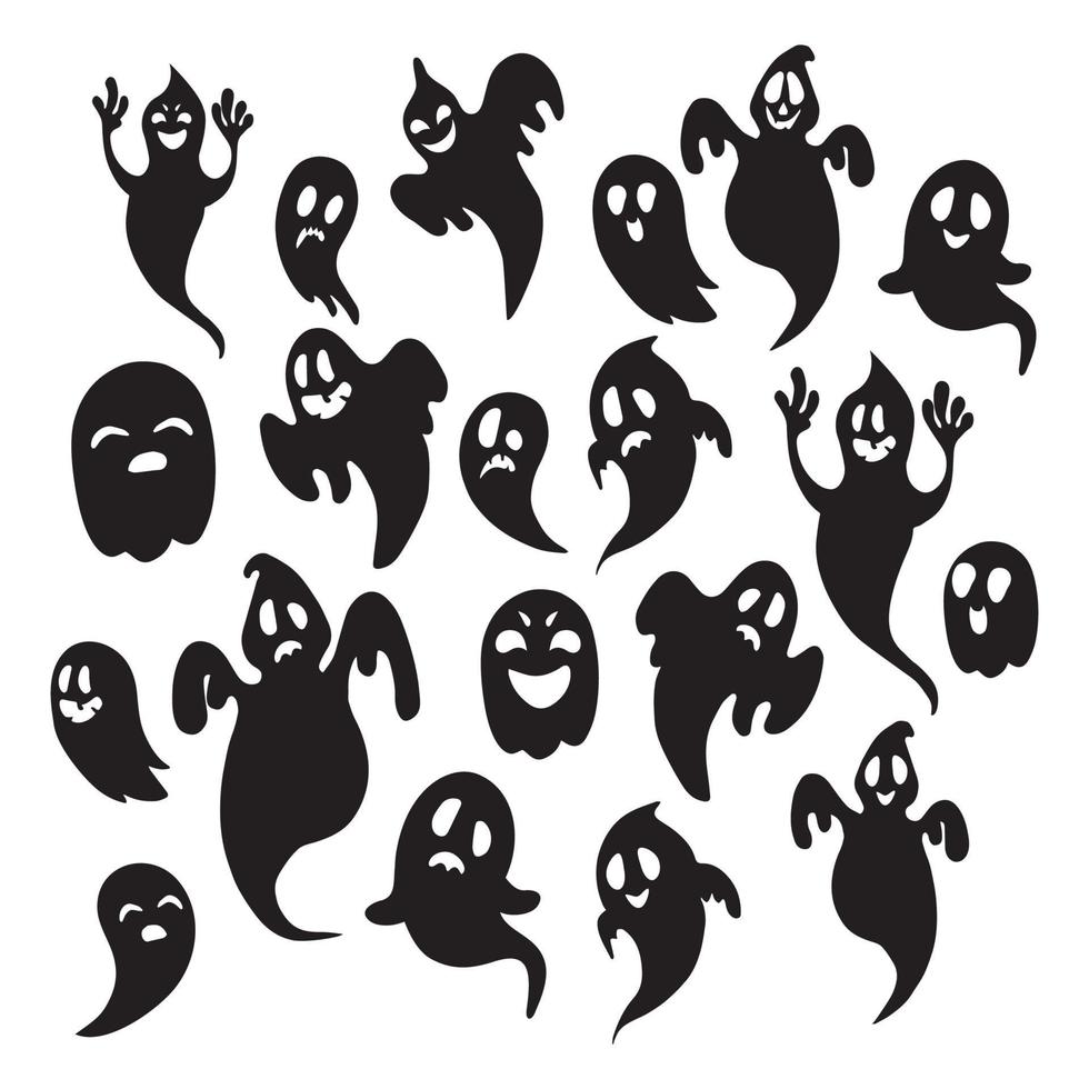 selezione di fantasmi di halloween su sfondo bianco - vector