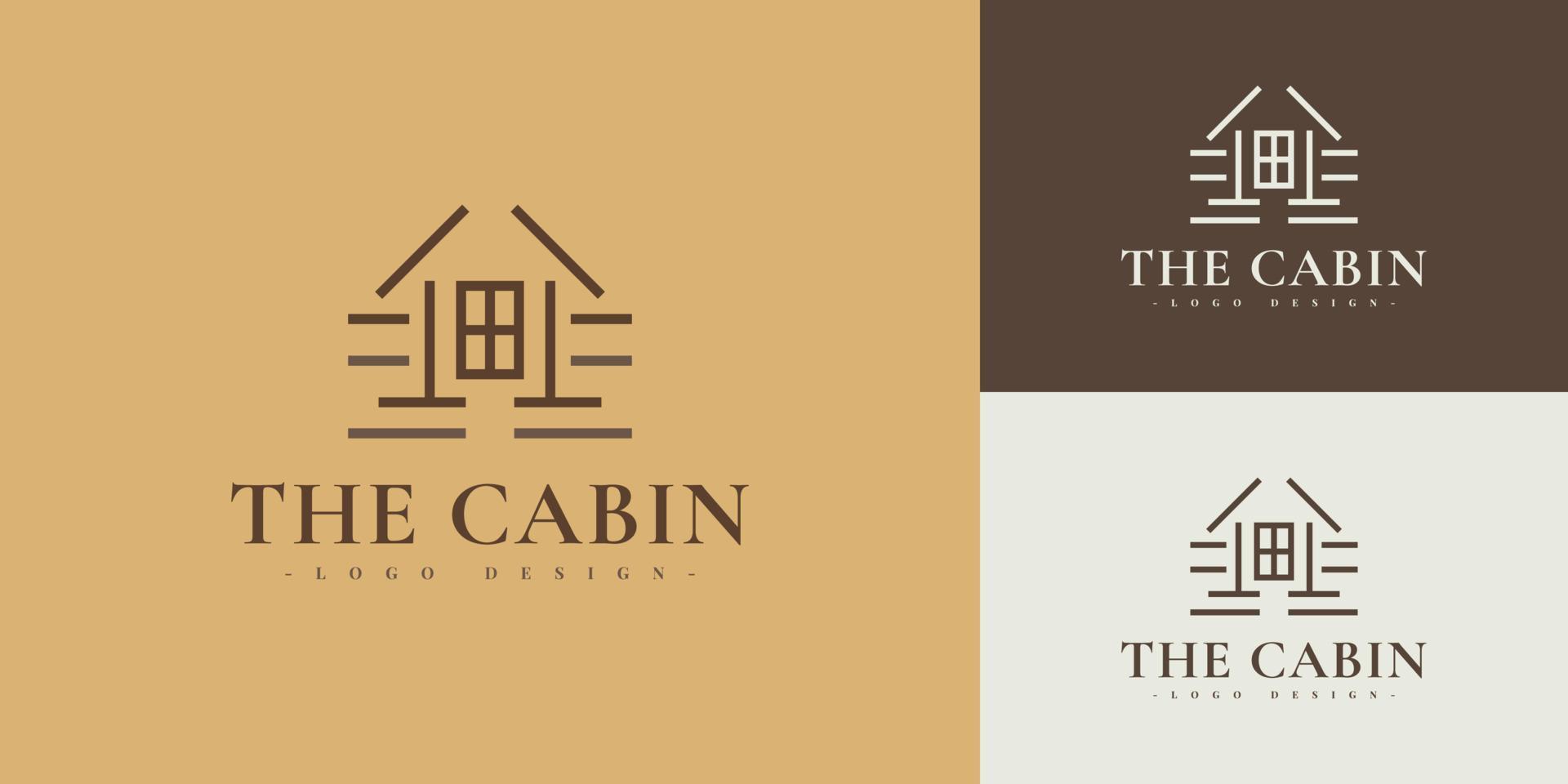 design minimalista del logo della cabina con stile di linea. logo villaggio cottage vettore