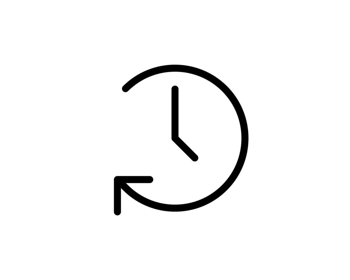 icona della freccia dell'orologio. vettore di tempo del cerchio. simbolo di attesa fermata alla moda isolato. segno di ora piatto semplice moderno. affari, concetto di internet. simbolo del tempo alla moda. illustrazione del logo.