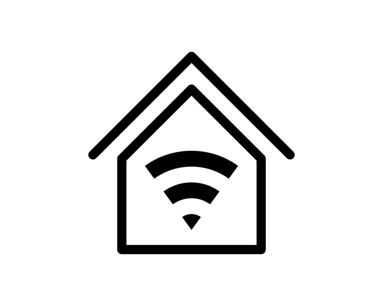 icona della casa intelligente. segno emblema wi-fi. illustrazione vettoriale, icona del concetto di casa intelligente vettore