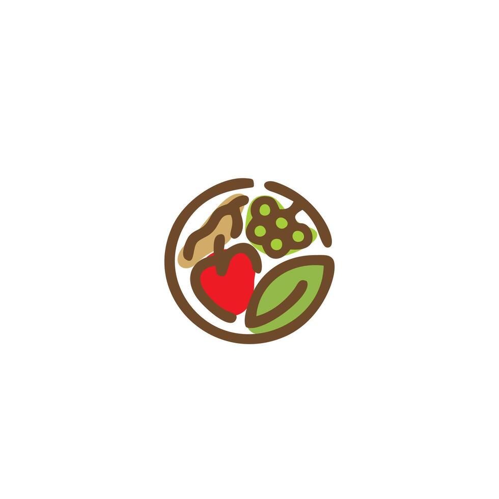 biologico eco vegetariano cibo logo design vettore modello. fresco ecologia di azienda agricola frutta logotipo concetto icona.