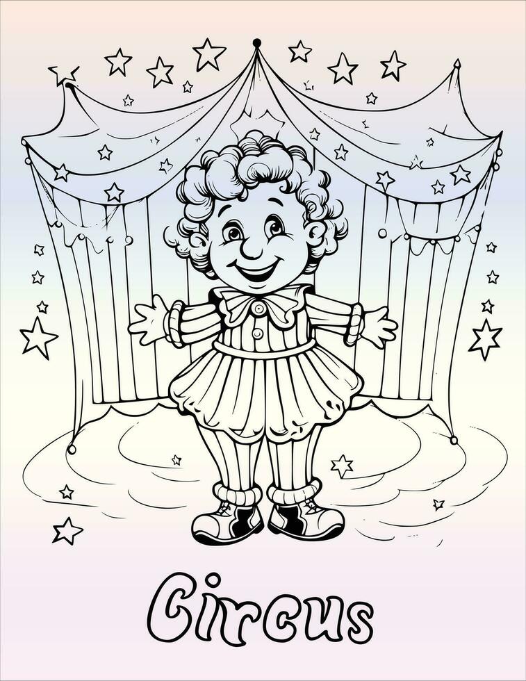 circo clown colorazione pagina disegno per bambini vettore